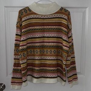 Talbots Mock Neck Sweater Women’s XLP XL Petite Fair Isle Soft Pullover